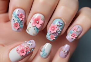 3D Floral Nail Art