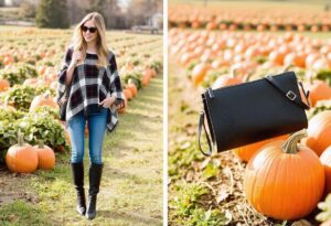 Poncho and Skinny JeansA patterned poncho is a playful item that's easy to throw over a pair of skinny jeans. Match it with ankle boots and a crossbody bag to keep your hands free as you sip on hot apple cider and explore the pumpkin patch.